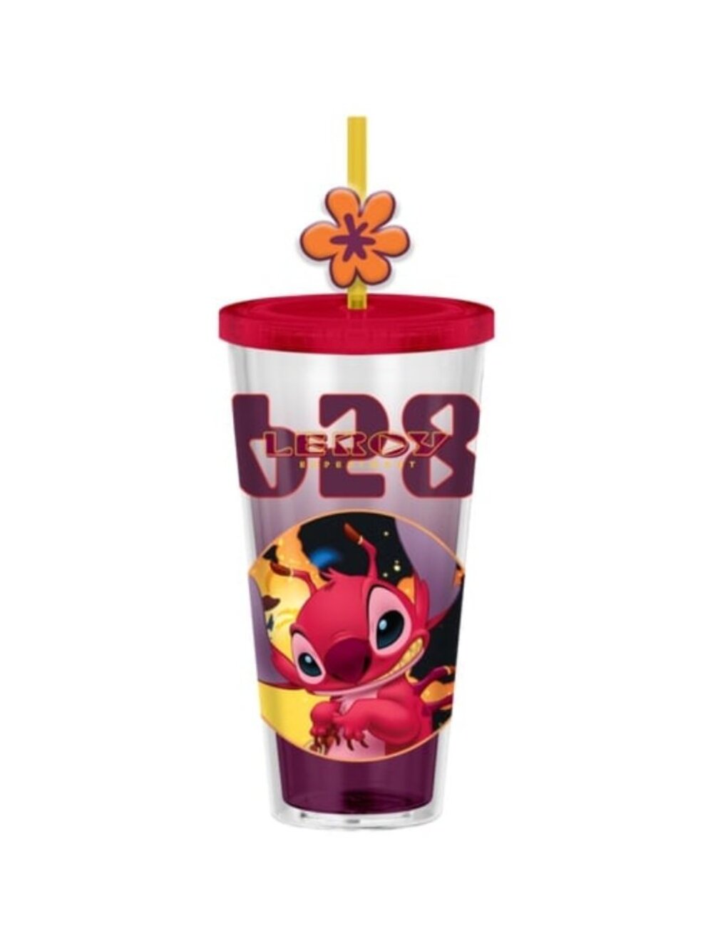 Lilo and Stitch Leroy 24oz Plastic Cold Cup with Lid and Straw NEW